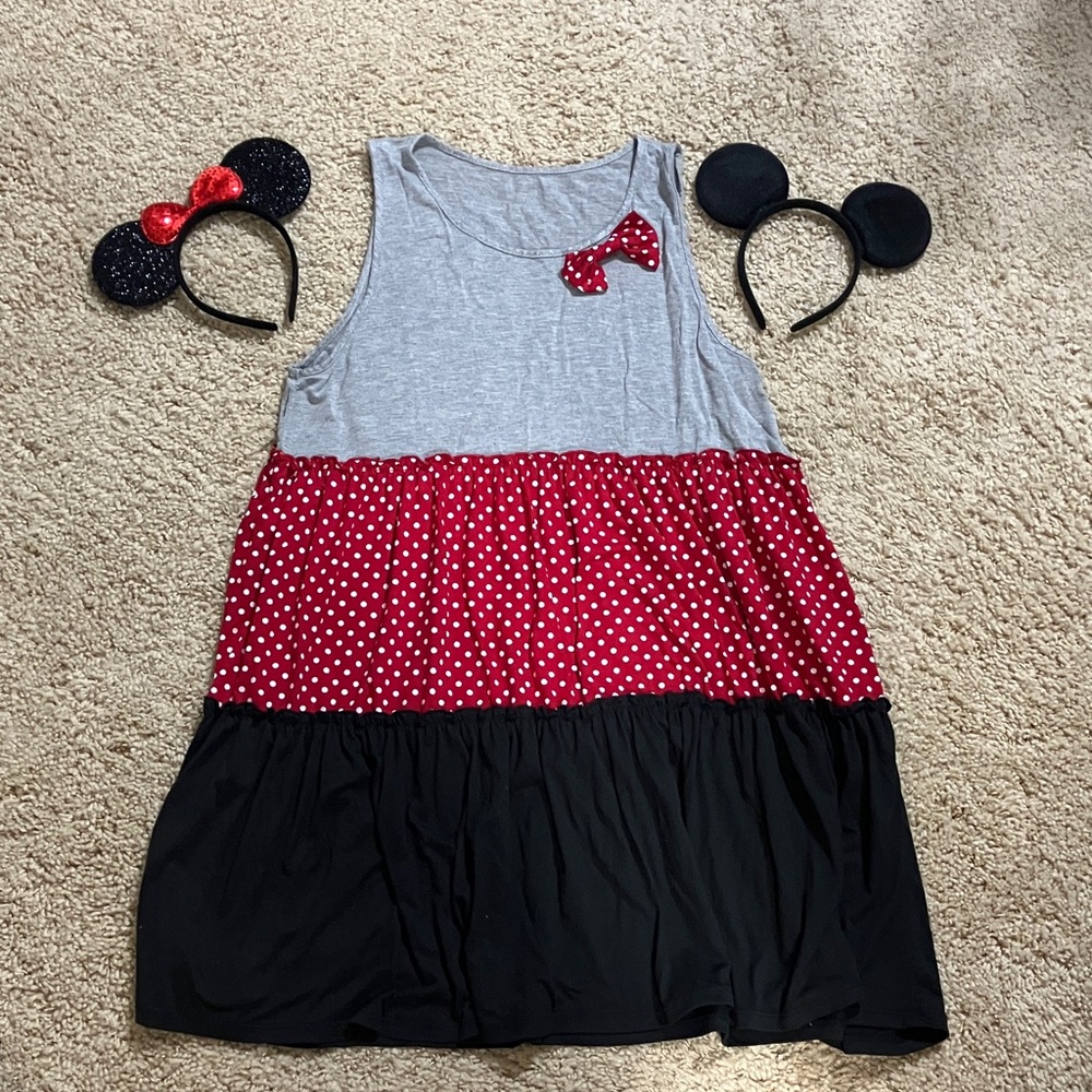 Halloween Minnie Mouse dress with Minnie and Mickey ears included
